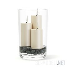 3d-модель Три свечи в стакане