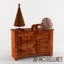 3d-модель Комод деревянный, в рустикальном стиле