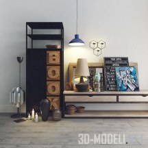 3d-модель Полки, декор и светильники
