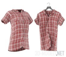3d-модель Красная рубашка в клетку с коротким рукавом