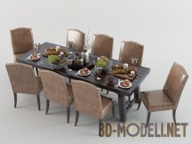 3d-модель Накрытый обеденный стол со стульями