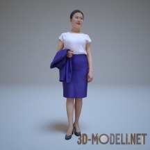 3d-модель Азиатка в деловом костюме