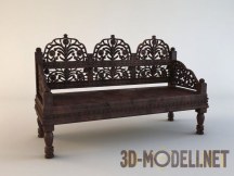 3d-модель Резной деревянный диван-скамейка