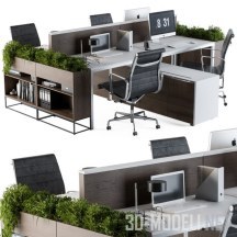 3d-модель Мебель для офиса и цветы в контейнерах