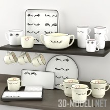 3d-модель Набор посуды с декором-ресницами