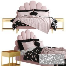 3d-модель Кровать Emily Meritt Shell с мягким изголовьем