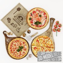 3d-модель Cет с тремя пиццами