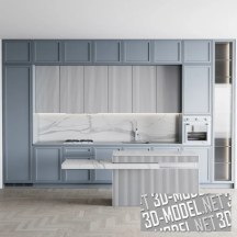 3d-модель Современная серо-голубая кухня