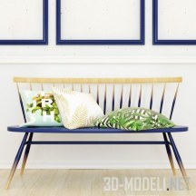 3d-модель Синяя скамейка с подушками