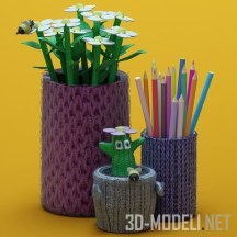 3d-модель Вязаные стаканчики и карандаши