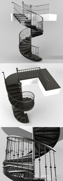 3d-модель Литая винтовая лестница