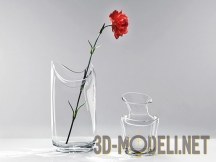 3d-модель Стеклянные вазы с гвоздикой