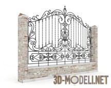 3d-модель Кирпичный забор с ковкой