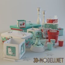 3d-модель Декоративный новогодний набор