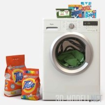 3d-модель Стиральная машина Whirlpool с порошком и полотенцем