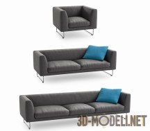 3d-модель Комплект мягкой мебели с бирюзовой подушкой