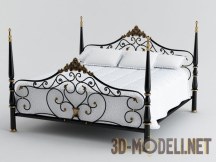 3d-модель Кровать с ковкой и столбиками