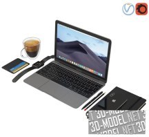 3d-модель Рабочее место с MacBook 12