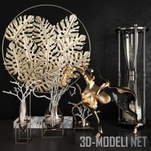 3d-модель Декор с золотыми листьями монстеры