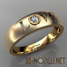 Золотое кольцо с надписью LOVE