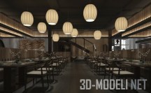 3d-модель Китайский ресторан с фонариками