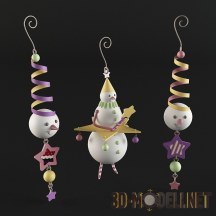 3d-модель Три веселых новогодних игрушки