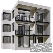 3d-модель Трехэтажное здание в современном стиле