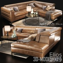 3d-модель Кожаный диван Natuzzi Elios 2979