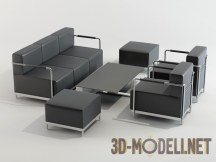 3d-модель Диван и кресла с металлическими боковинами