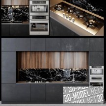 3d-модель Современная кухня с черной отделкой