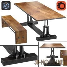 3d-модель Обеденный стол и скамья Post Industrial