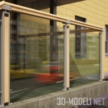 3d-модель Перила и парапет из стекла, металла и дерева