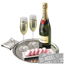 3d-модель Сет с шампанским MOET&CHANDON и макаронс