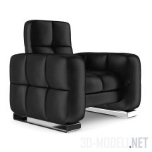 Черное стеганое кресло с диваном