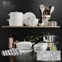 3d-модель Набор кухонной посуды с элементами декора