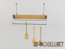 3d-модель Кухонная утварь на деревянной планке