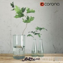 3d-модель Набор ваз с ветками клена