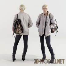 3d-модель Девушка с рюкзаком