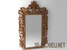 Зеркало с резной деревянной рамой