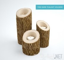 3d-модель Три подсвечника из дерева
