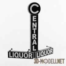 3d-модель Вывеска на магазин «Central Liquor»