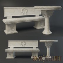 3d-модель Набор мебели из мрамора