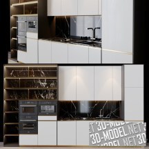 3d-модель Белая кухня с техникой Fulgor Milano