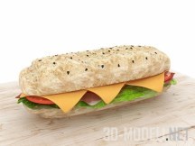 3d-модель Сэндвич с продолговатой булкой