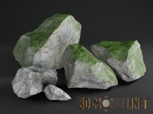 3d-модель Поросшие травой камни