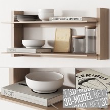 3d-модель Книги и посуда на полках