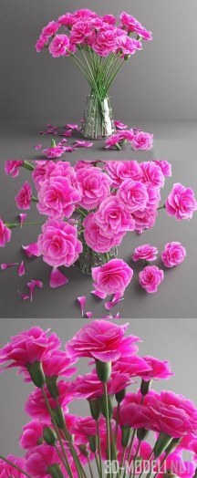 Букет розовых цветов и лепестки