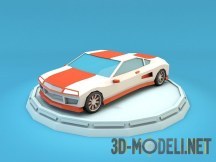 3d-модель Мультяшный спорткар Low Poly