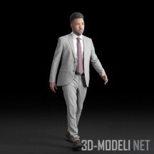 3d-модель Элегантный молодой человек в сером костюме