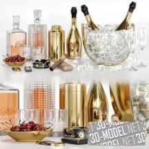 3d-модель Виски, шампанское и кубики льда